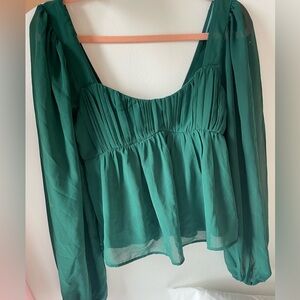 Abercrombie Emerald Green Chiffon Blouse Sweetheart Neckline